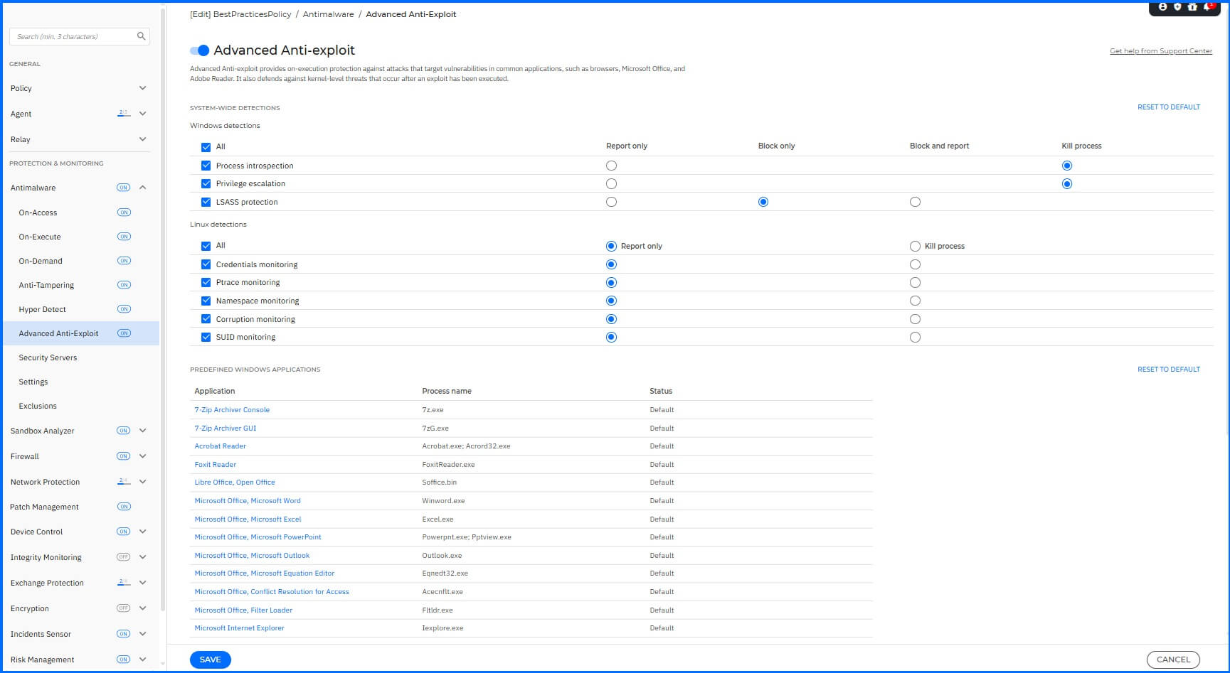 Best Practices - Policy Antimalware Advanced Anti-Exploit