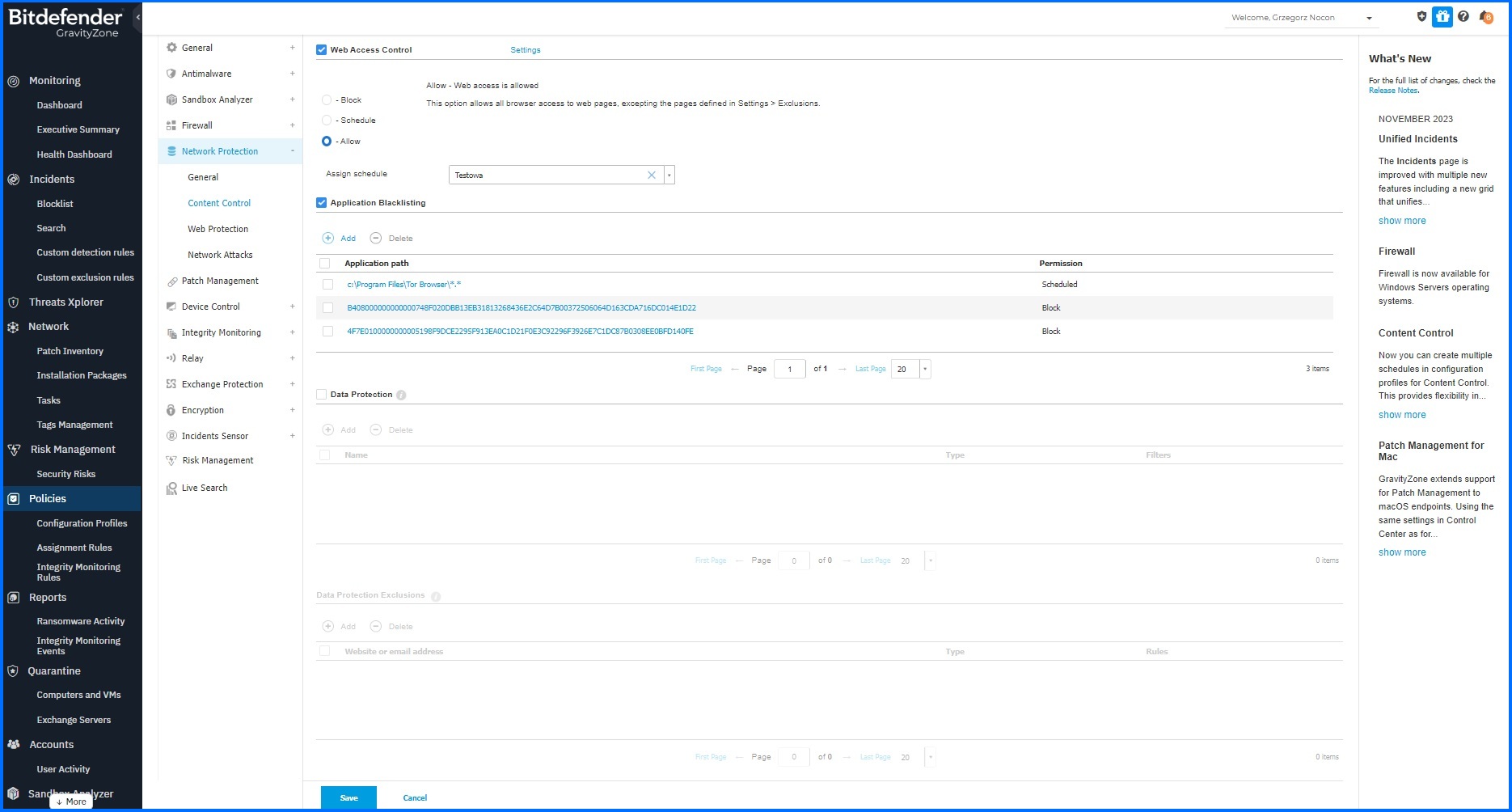 GravityZone Web Content Filtering