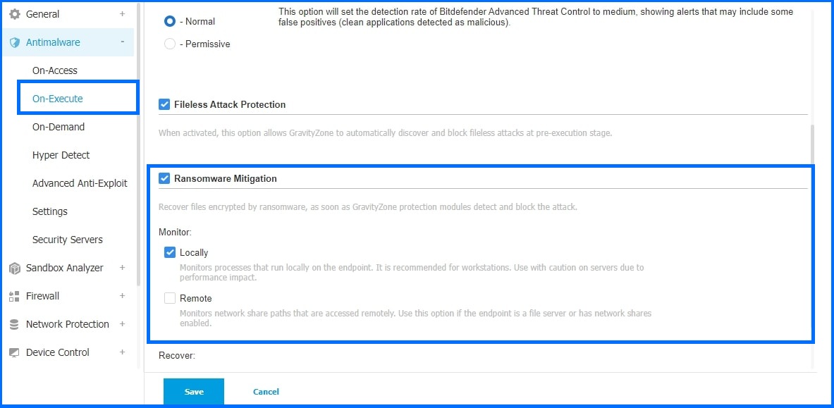 Ransomware Mitigation configuration