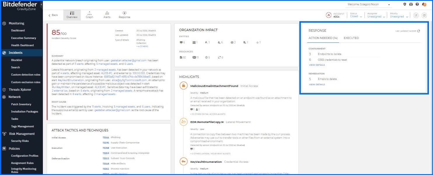 Bitdefender GravityZone Incident Advisor- Response