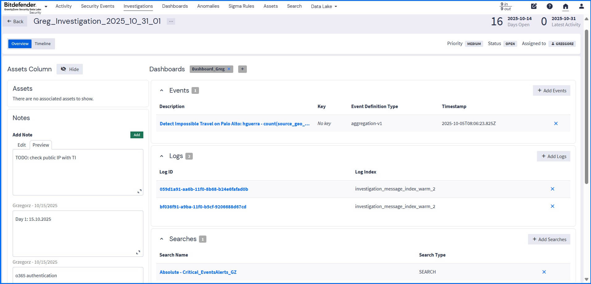 Security Data Lake Investigation