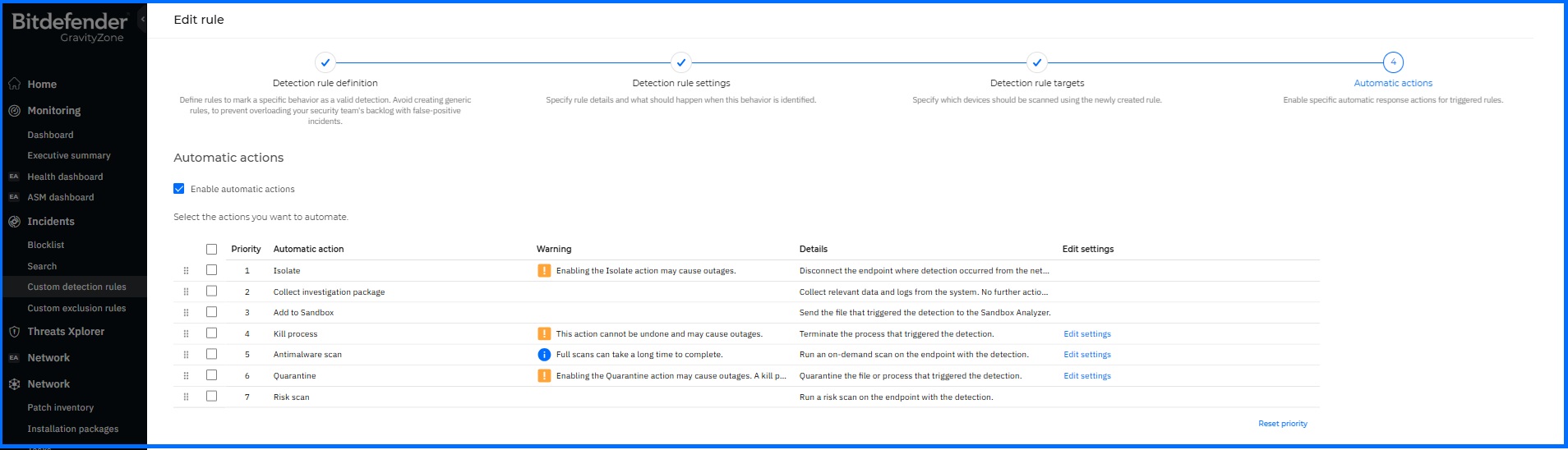 Bitdefender Custom Detection Rules
