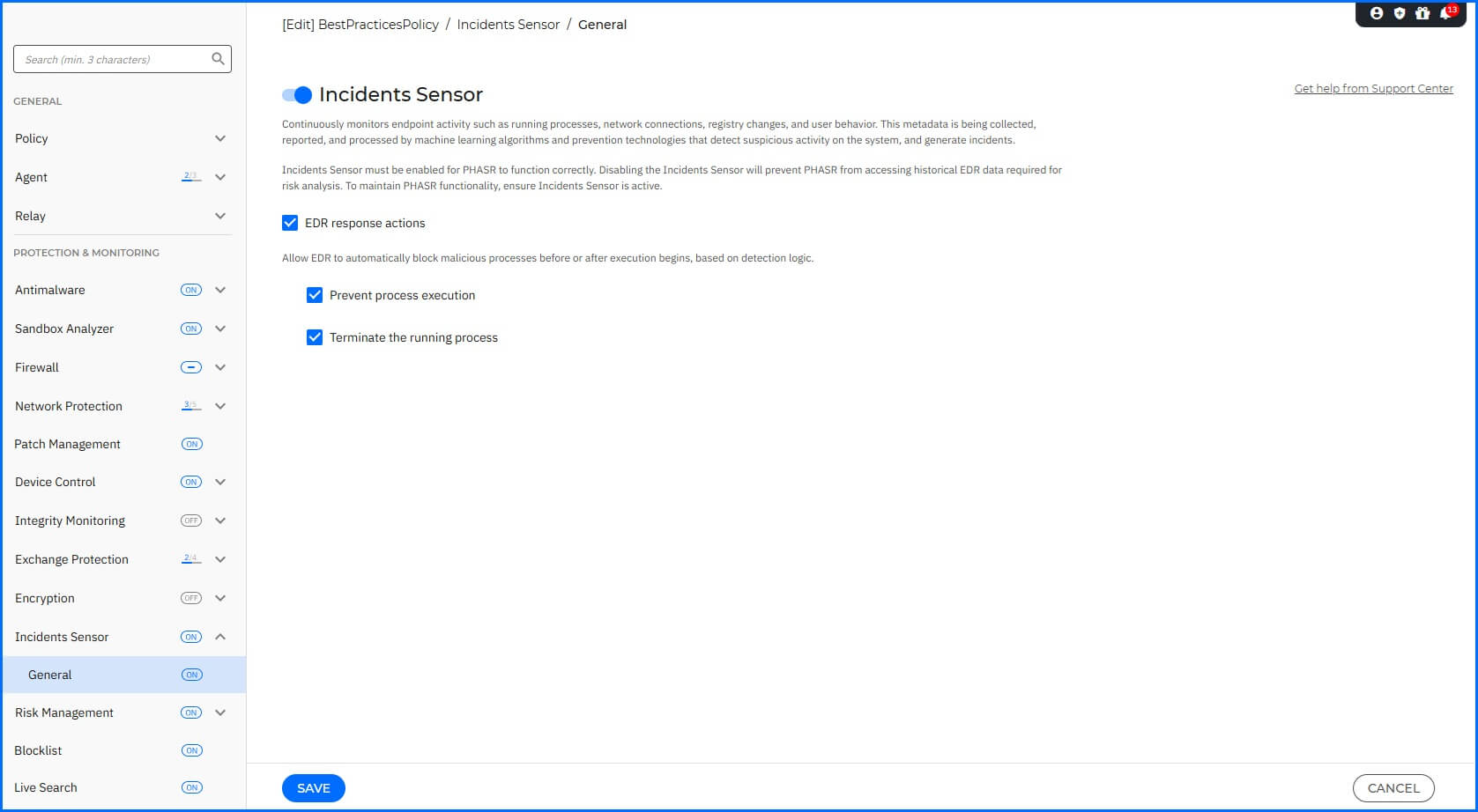 Best Practices - Policy Incident Sensor