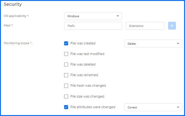 GravityZone Integrity Monitoring Windows file rule