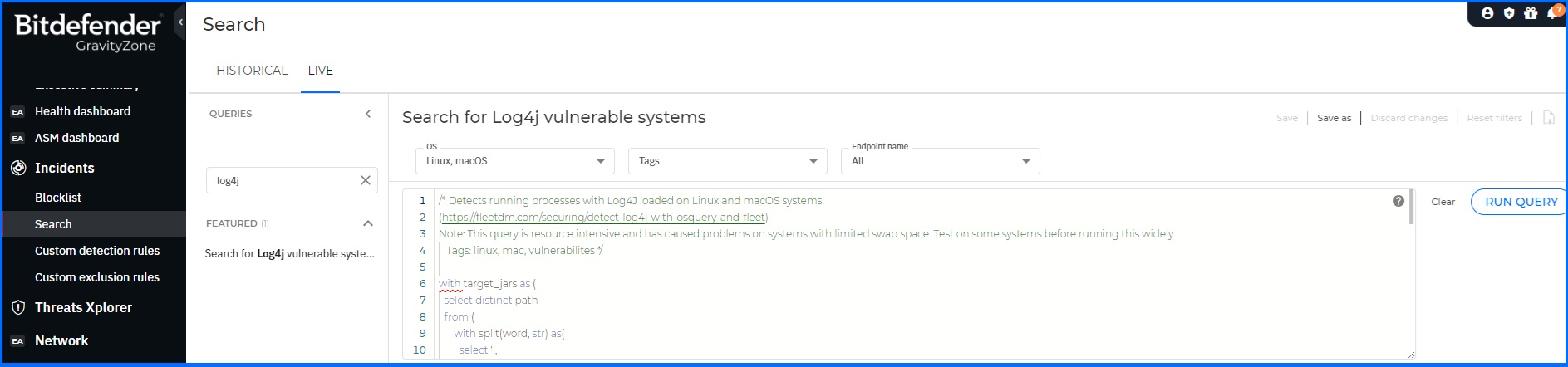 LiveSearch_Log4j_vulnerable.jpg