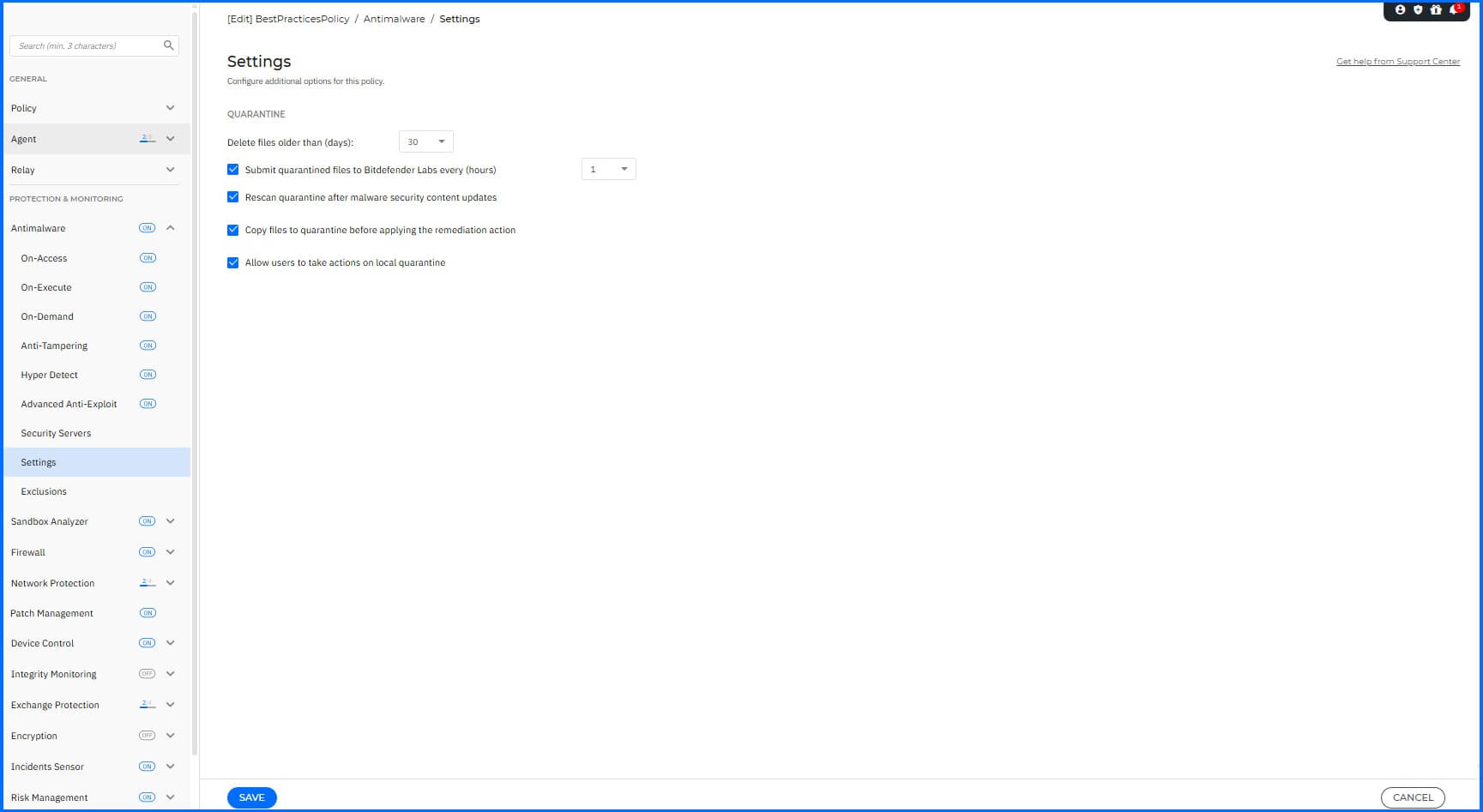 Best Practices - Policy Antimalware Settings