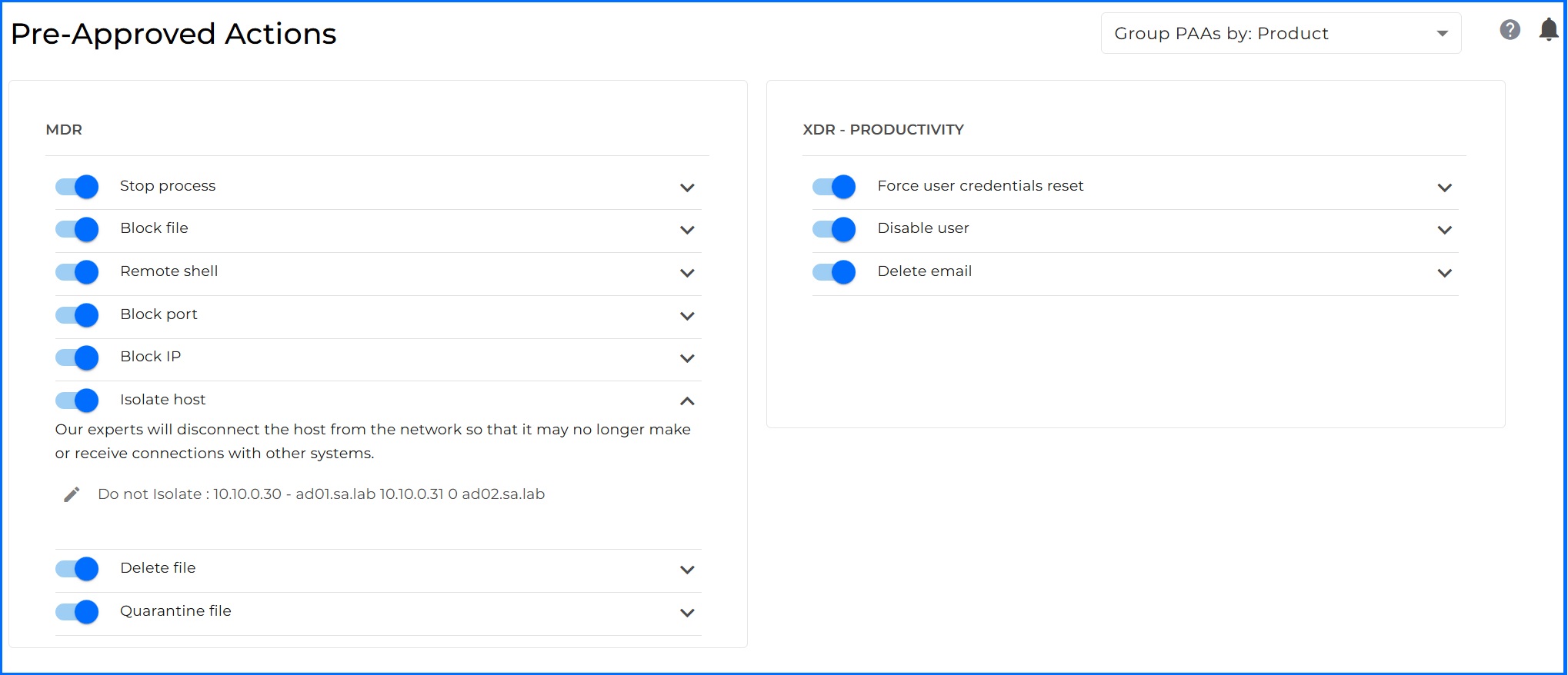 Bitdefender MDR Pre-Approved Actions