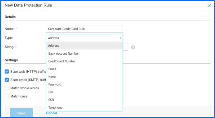 GravityZone Data Protection rules