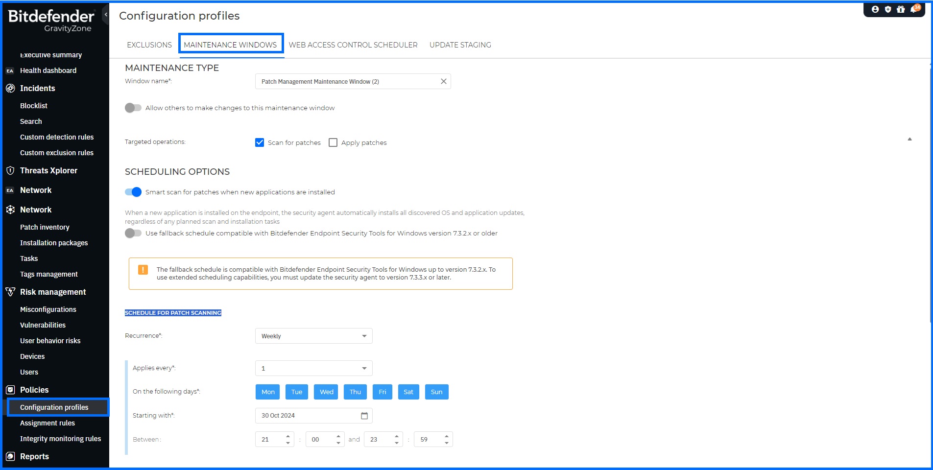 Patch Management Maintenance Window